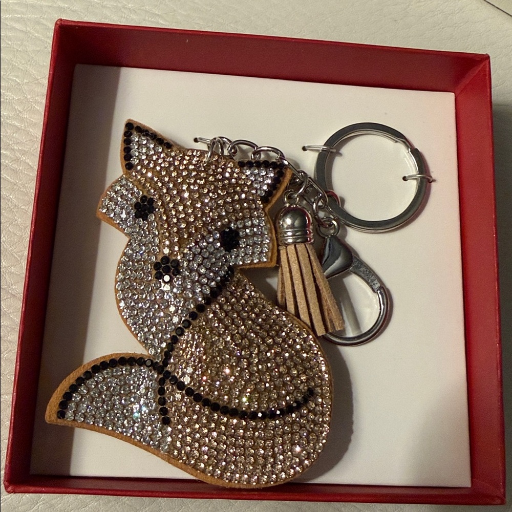 Elegant Fox Keychain/Purse Charm with Rhinestones